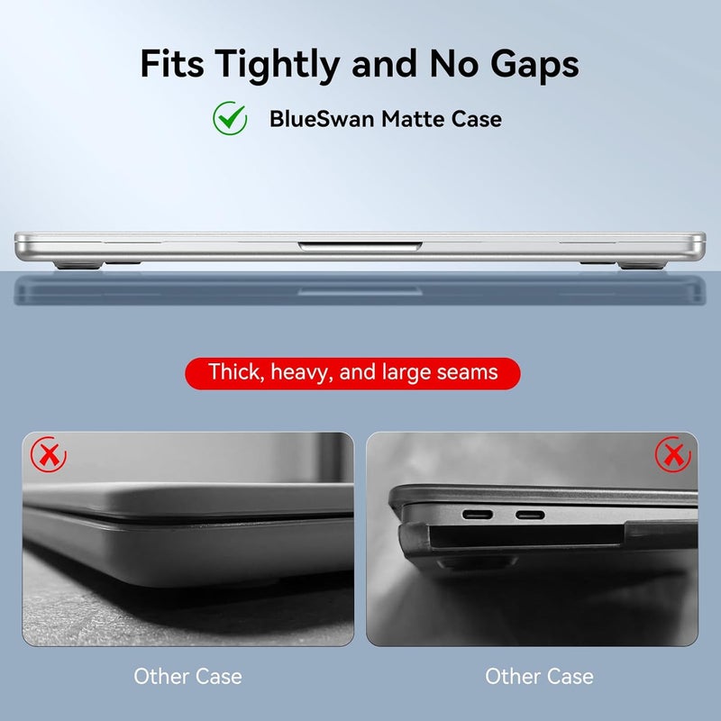 BlueSwan for MacBook Air 13 inch Case, M4 M3 M2 2026-2022 A3240 A3113 A2681, 100% Match Official Color, Scratch Resistant, Easy to Snap on, Air 13.6 Hard Shell Protective Laptop Cover, Matte Clear - Image 3